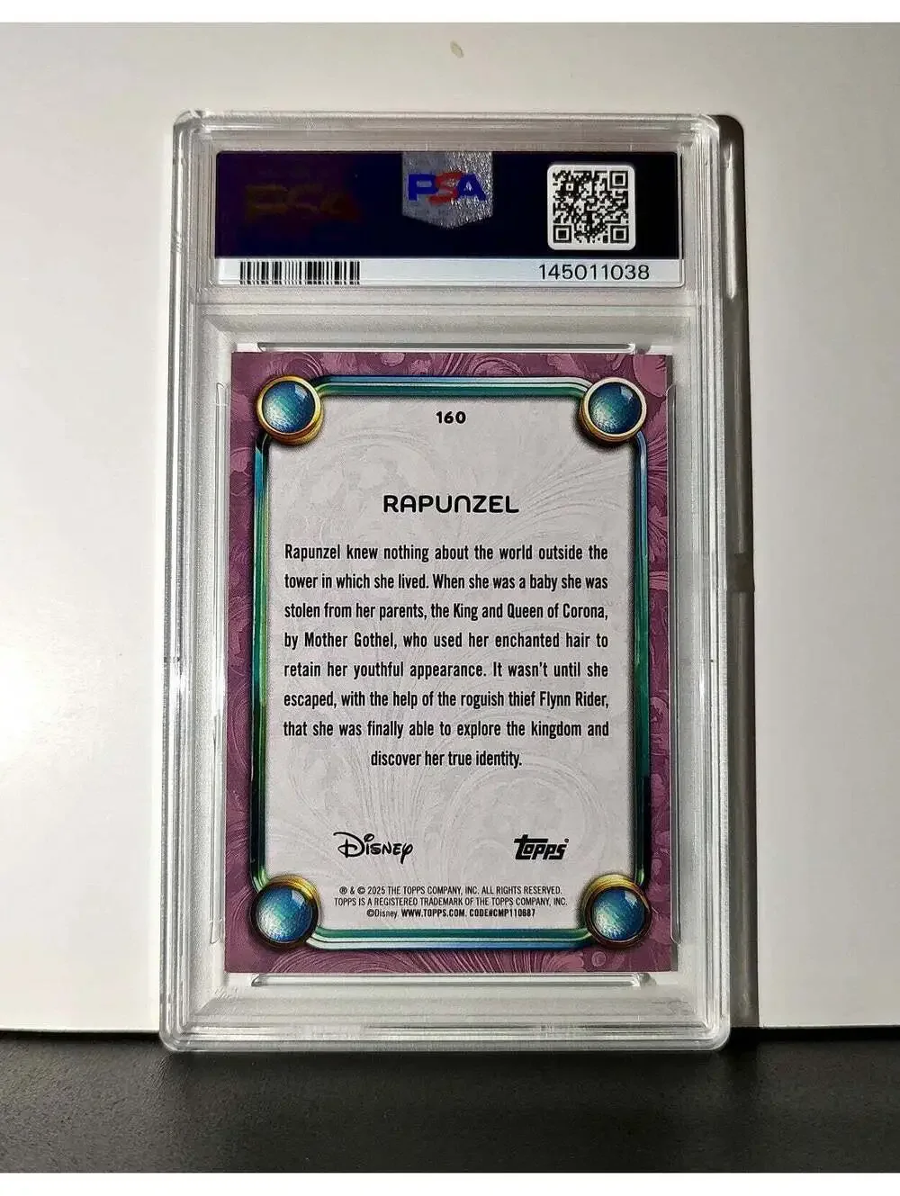 Rapunzel 2025 Topps Disney Cartoon Princess #160 Card Tangled PSA 8